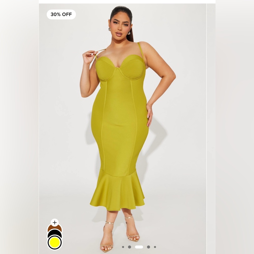 Fashion Nova Lime Green Fitted Dress